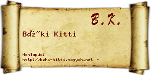 Béki Kitti névjegykártya