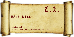 Béki Kitti névjegykártya